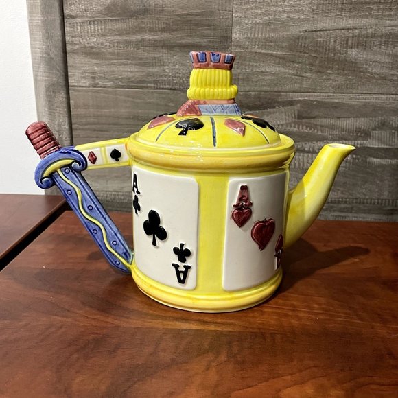 Vintage Fitz and Floyd Omnibus King Playing Cards ACES Tea Pot (25 oz) 1993 - Picture 2 of 6